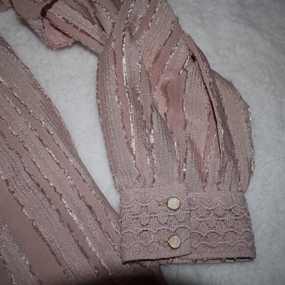 Champagne & Strawberry Lace Long Sleeve Boho Top Blouse Pink Size S - Picture 5 of 7